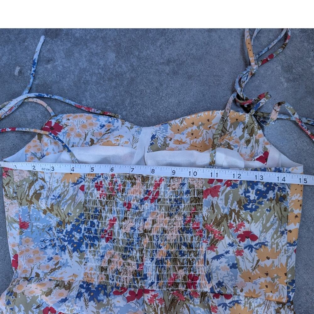 CIDER Ditsy Floral Dress Size Medium Tie Straps Spring Flower Print Flowy Airy - Picture 10 of 11